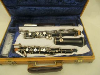 Vintage Noblet Paris France Oboe Woodwind Instrument In Leblanc Case
