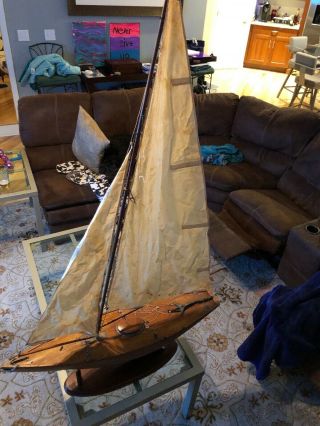 Antique Pond Sailboat Boat 5 ' Tall 11
