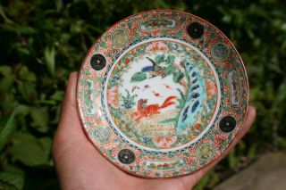 5 Set 20th C.  Antique Chinese Porcelain Painted Famille Rose Cup Plate - Marks 2 4