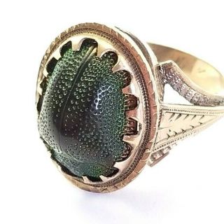 Unique Antique Victorian Edwardian Solid Yellow Gold Insect Scarab Ring Size 6.  5