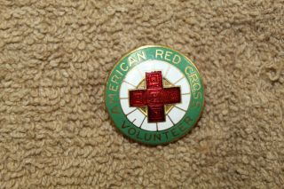 Ww2 Homefront Numbered American Red Cross Enamel Volunteer Badge W/pin