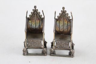2 X Antique 1902 London Sterling Silver Place Card Holders Chair Design (50g)