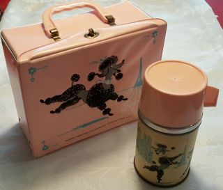 Gigi French Poodle Vintage Pink Lunch Box 1960s Alladin Cond.  Thermos RARE 3