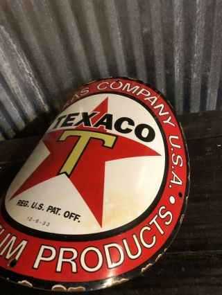 Antique Texaco Porcelain Sign Visible Gas Pump Shell Gulf Station Curved Vintage 2