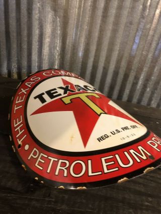 Antique Texaco Porcelain Sign Visible Gas Pump Shell Gulf Station Curved Vintage 3