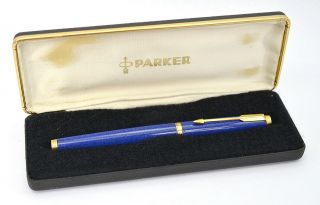 Vintage Parker 75 Fountain Pen in Lapisblue Lacquer w/Case,  France (R.  CM 47) 3
