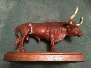 Vintage Breyer Woodgrain Texas Longhorn Bull Cattle Lamp Base