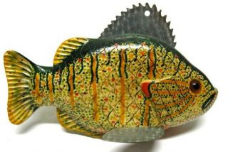 Vintage Jay Mcevers Sunfish Folk Art Fish Spearing Decoy Ice Fishing Lure