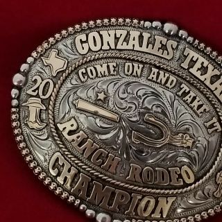 RODEO TROPHY BUCKLE VINTAGE 2014 GONZALES TEXAS RANCH RODEO Hand Engraved 143 6