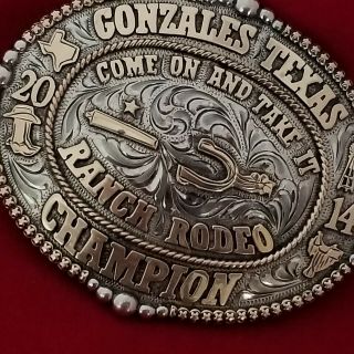 RODEO TROPHY BUCKLE VINTAGE 2014 GONZALES TEXAS RANCH RODEO Hand Engraved 143 7