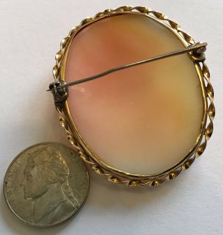 VINTAGE ART DECO 14K YELLOW GOLD SHELL ROMAN SOLDIER CAMEO BROOCH C4 2