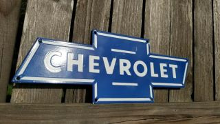 Vintage Chevrolet Porcelain Gas Trucks Motor Gmc Auto Service Station Sign