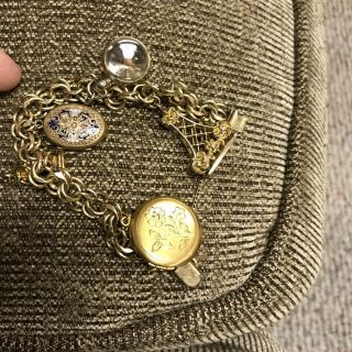 Gorgeous Victorian Gold Filled Charm Bracelet Jacoby Bender Locket Fobs Charms 2
