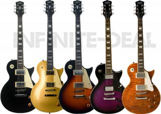 Oscar Schmidt Oe20 Lp - Style Electric Guitar Sunburst,  Gold,  Quilt,  Purple,  Black