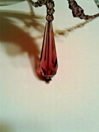 Equisite Necklace Art Deco Amethyst CZECH glass pendant flapper hand knot silk 6