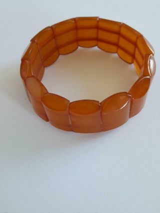 Rare Old Baltic Amber Art Deco Bead Stretch Expandable Bangle Bracelet