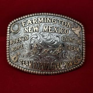 Vintage Champion Trophy Rodeo Buckle Farmington Mexico Bull Riding 386