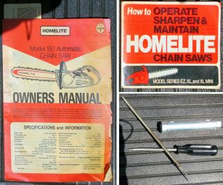 Vintage Homelite EZ Chainsaw PermaHard Tip W Manuals Misc Tools 12