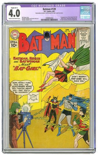 Batman 139 Cgc 4.  0 Vintage Dc Detective Comic Key 1st Bat - Girl (betty Kane) 10c