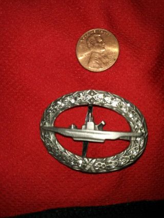 WWII GERMAN U BOAT PIN WITH DIAMONDS 1957 3