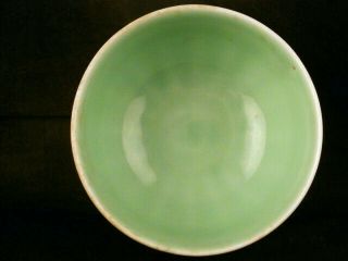 Unusual Chinese Qing Dy LongChun Green Glaze Porcelain Lotus Bowl P117 3