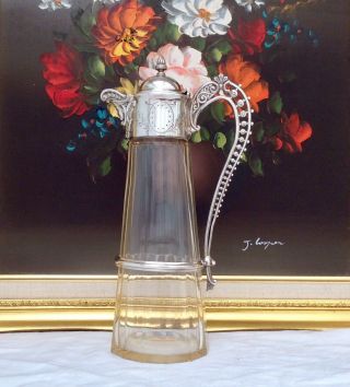 Fabulous Antique Victorian Silver Plated & Crystal Cut Glass Claret Jug C1880