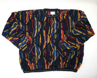 Coogi Australia 3xl Big Mens Sweater Bright Colors Mercerized Cotton 80s Vintage