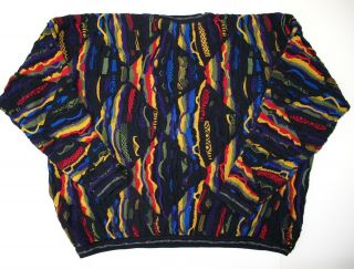 Coogi Australia 3XL BIG Mens Sweater Bright Colors Mercerized Cotton 80s Vintage 4