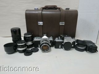 Vintage Nikon Grouping Nikkormat Camera 1:1.  4 F=50mm Lens Nikon F Camera Lenses