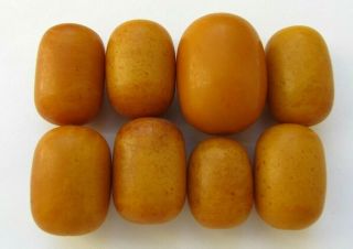 8 LARGE OLD NATURAL BALTIC AMBER BEADS 3