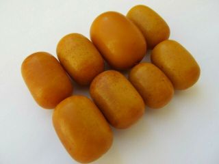 8 LARGE OLD NATURAL BALTIC AMBER BEADS 4