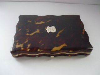 Antique Faux Tortoise Shell Inlaid Visiting Calling Card Case.