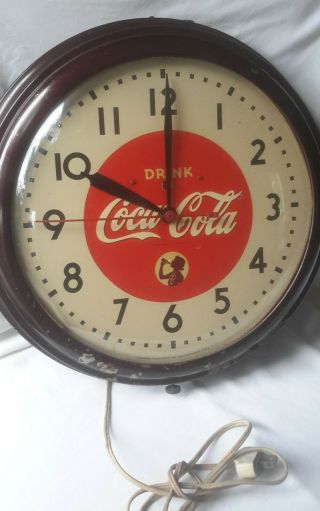 Vintage 1939 / 1940 Drink Coca - Cola Wall Clock Rare Silhouette Girl