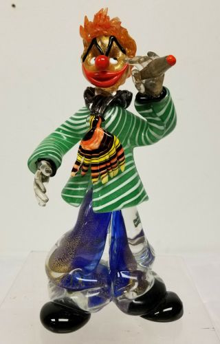 Antique Vintage Italian Murano Venini Glass Clown Tramp Figure Statue Figure