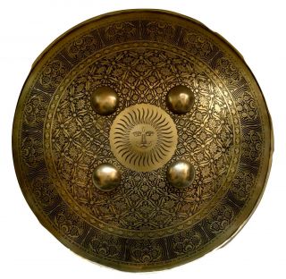 Battle War Shield 16 Inches With Sun Carvings For Knight Armor