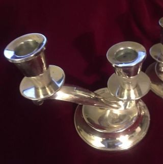 Fisher Sterling Set Of Weighted C61 Double Candelabra Candle Holders 3