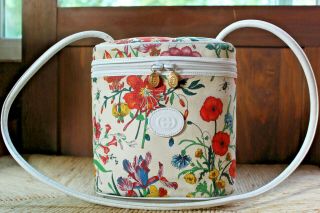 Gucci Flora Canteen Round Bugs Flowers Poppy White Bag Purse Rare Vintage 80 