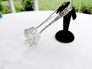 Antique Baltimore Sterling Silver Co.  Repousse Ice Serving Tongs,  6 3/4 "