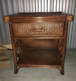 Hospitality Rattan Cancun Palm One Drawer Nightstand In Tc Antique