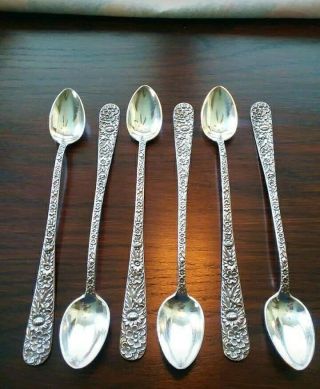 Vintage S.  Kirk & Son Repousse Sterling Silver Tea Spoons