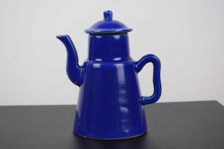 Antique Chinese 19th Century Blue Glazed Porcelain Wine Pot