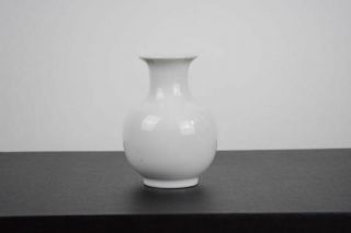 Antique Chinese 20th Century White Glazed Ovid Form Vase