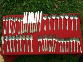 49 Pc National Silver Co.  Narcissus Rare Pattern Flatware Set Of 8