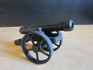 Vintage Cast Iron Toy Cannon 7.  5 " Long X 4 " Height - Paint