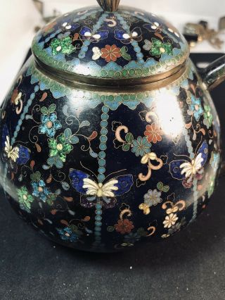 Exquisite Antique Japanese Meiji Period Cloisonne Teapot