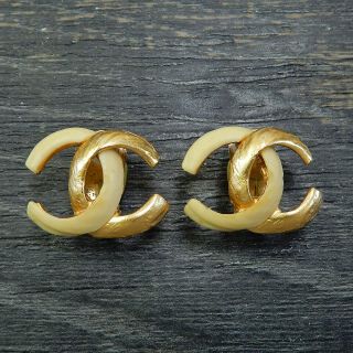 Chanel Gold Plated Cc Logos Vintage Clip Earrings 4405a Rise - On