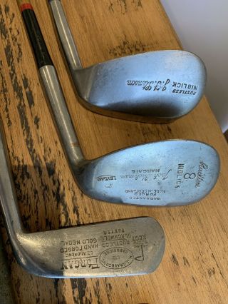 Vintage Antique Golf Clubs - Collectable Hickory Niblick Rustless 4