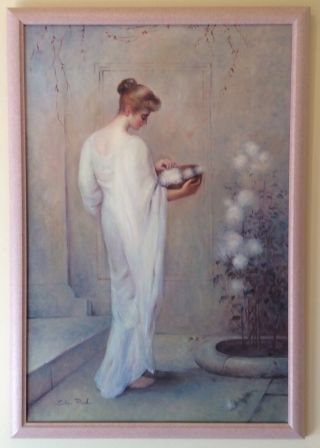 Vintage Oil Canvas Painting Signed Eric Reed Listed Artist John Waterhouse Style