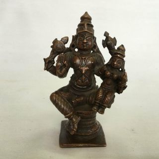 Old Antique Look Copper Hindu God Statue Vishnu Laxmi Collectible Size