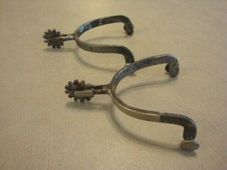 Pair Vintage Western Cowboy Silver Overlay Marked Mcchesney Spurs 1890 - 1928